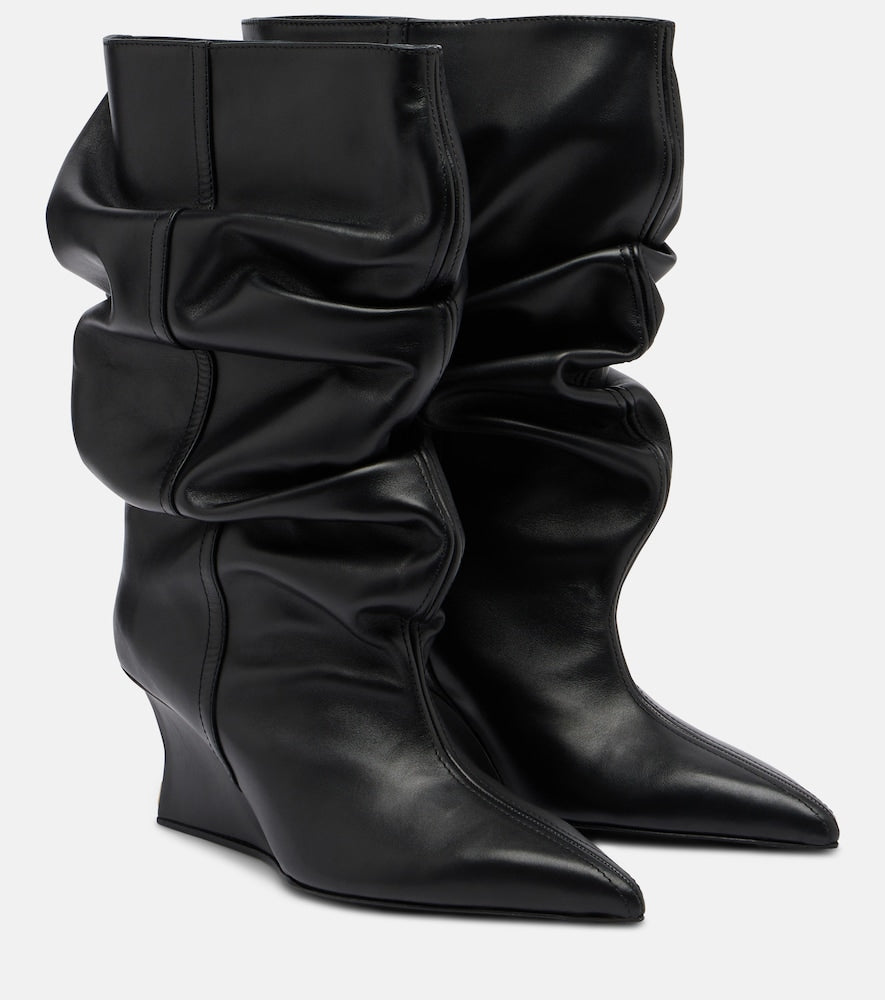 Balmain Leather wedge boots