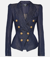 Balmain Lurex√Ç¬Æ pinstripe denim blazer