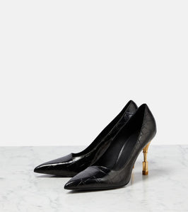 Balmain Moneta croc-effect leather pumps