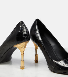 Balmain Moneta croc-effect leather pumps