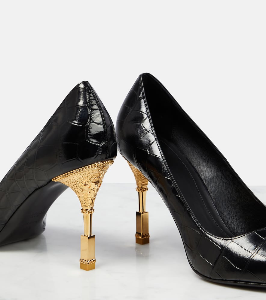 Balmain Moneta croc-effect leather pumps
