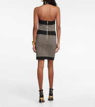 Balmain Monogram halter-neck minidress