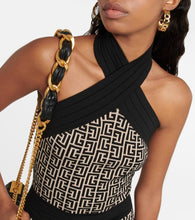 Balmain Monogram halter-neck minidress