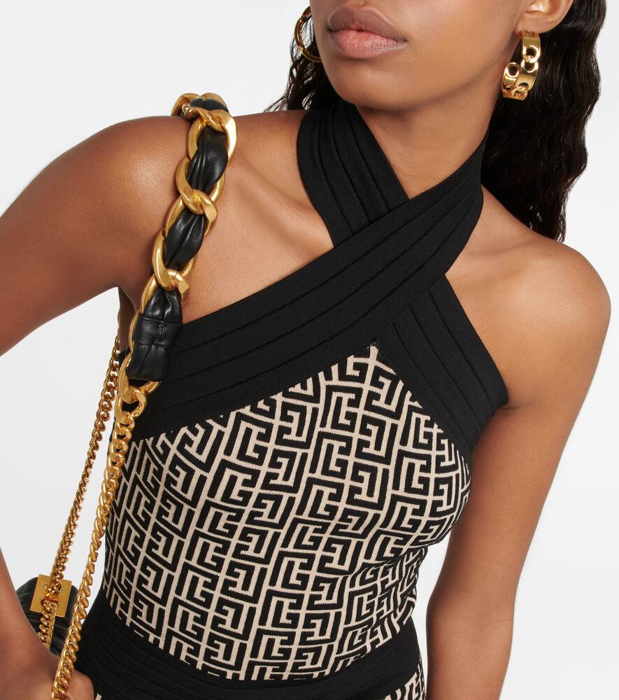 Balmain Monogram halter-neck minidress
