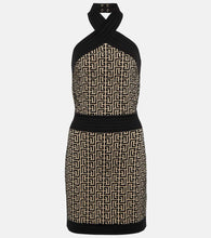 Balmain Monogram halter-neck minidress
