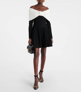 Balmain Off-shoulder bow-detail minidress