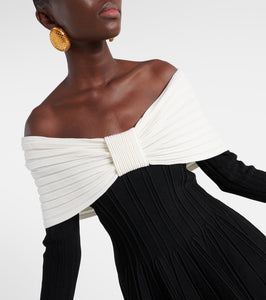 Balmain Off-shoulder bow-detail minidress