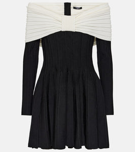 Balmain Off-shoulder bow-detail minidress