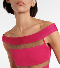Balmain Off-shoulder mesh-paneled minidress