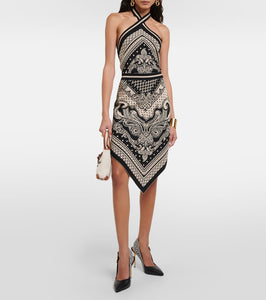 Balmain Paisley jacquard halterneck midi dress