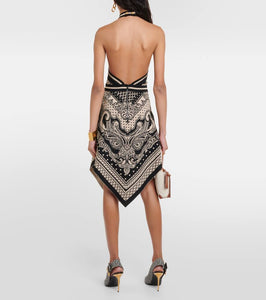 Balmain Paisley jacquard halterneck midi dress
