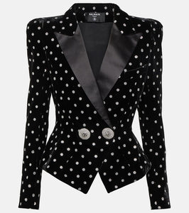 Balmain Polka-dot embellished velvet blazer