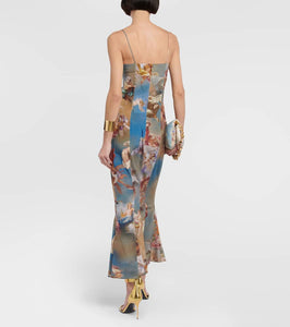 Balmain Printed silk maxi dress