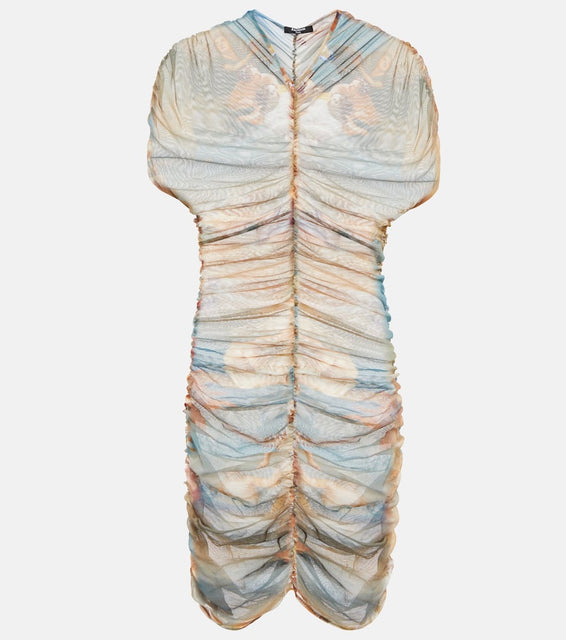 Balmain Printed tulle minidress