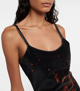 Balmain Printed velvet minidress