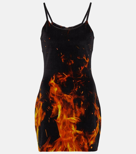 Balmain Printed velvet minidress