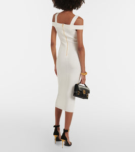 Balmain Ribbed-knit jersey midi dress