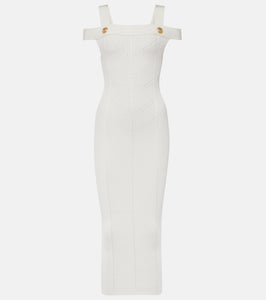 Balmain Ribbed-knit jersey midi dress