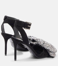 Balmain Ruby 95 embellished bow-detail suede pumps