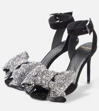 Balmain Ruby 95 embellished bow-detail suede pumps