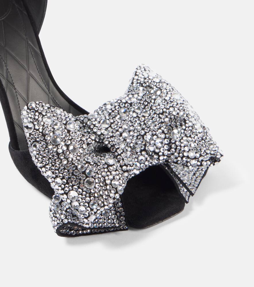 Balmain Ruby 95 embellished bow-detail suede pumps
