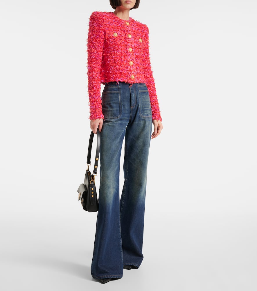 Balmain Sequined cropped tweed jacket