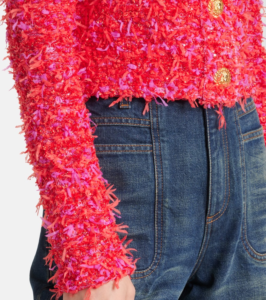 Balmain Sequined cropped tweed jacket