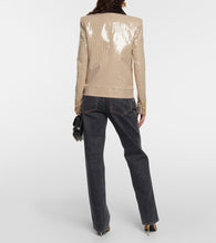 Balmain Sequined faux fur-trimmed jacket