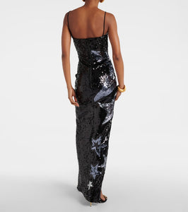 Balmain Sequined side-slit maxi dress