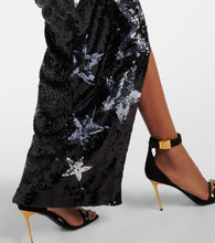 Balmain Sequined side-slit maxi dress