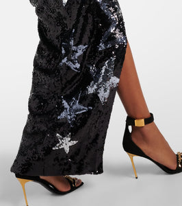 Balmain Sequined side-slit maxi dress