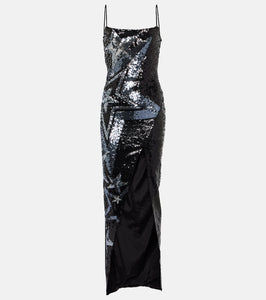 Balmain Sequined side-slit maxi dress