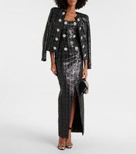 Balmain Sequined strapless tweed maxi dress