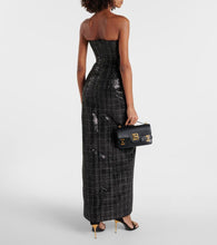 Balmain Sequined strapless tweed maxi dress