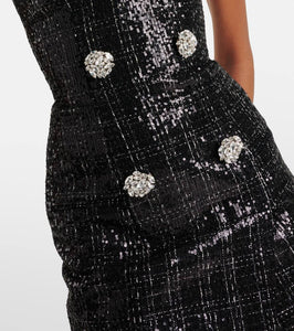 Balmain Sequined strapless tweed maxi dress