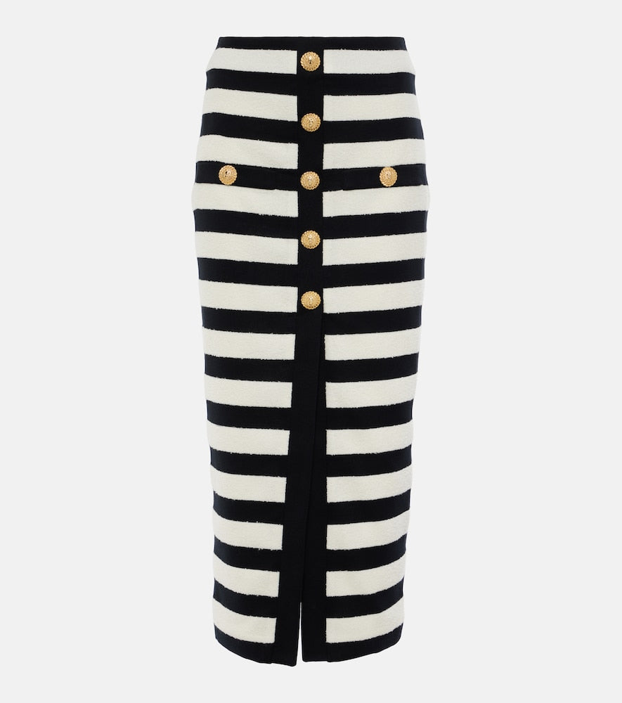 Balmain Striped midi skirt - Balmain 条纹中长裙
