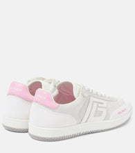 Balmain Swan leather-trimmed suede sneakers