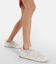 Balmain Swan leather-trimmed suede sneakers