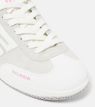 Balmain Swan leather-trimmed suede sneakers