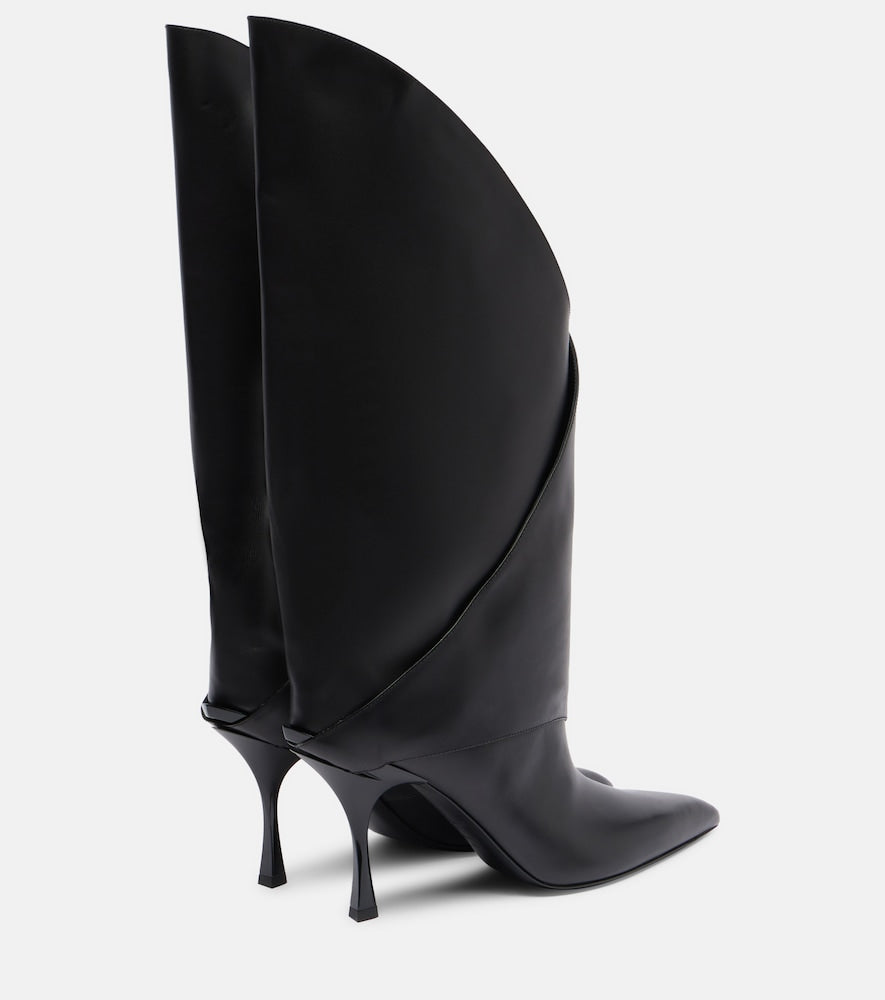 Balmain Twist 95 leather knee-high boots