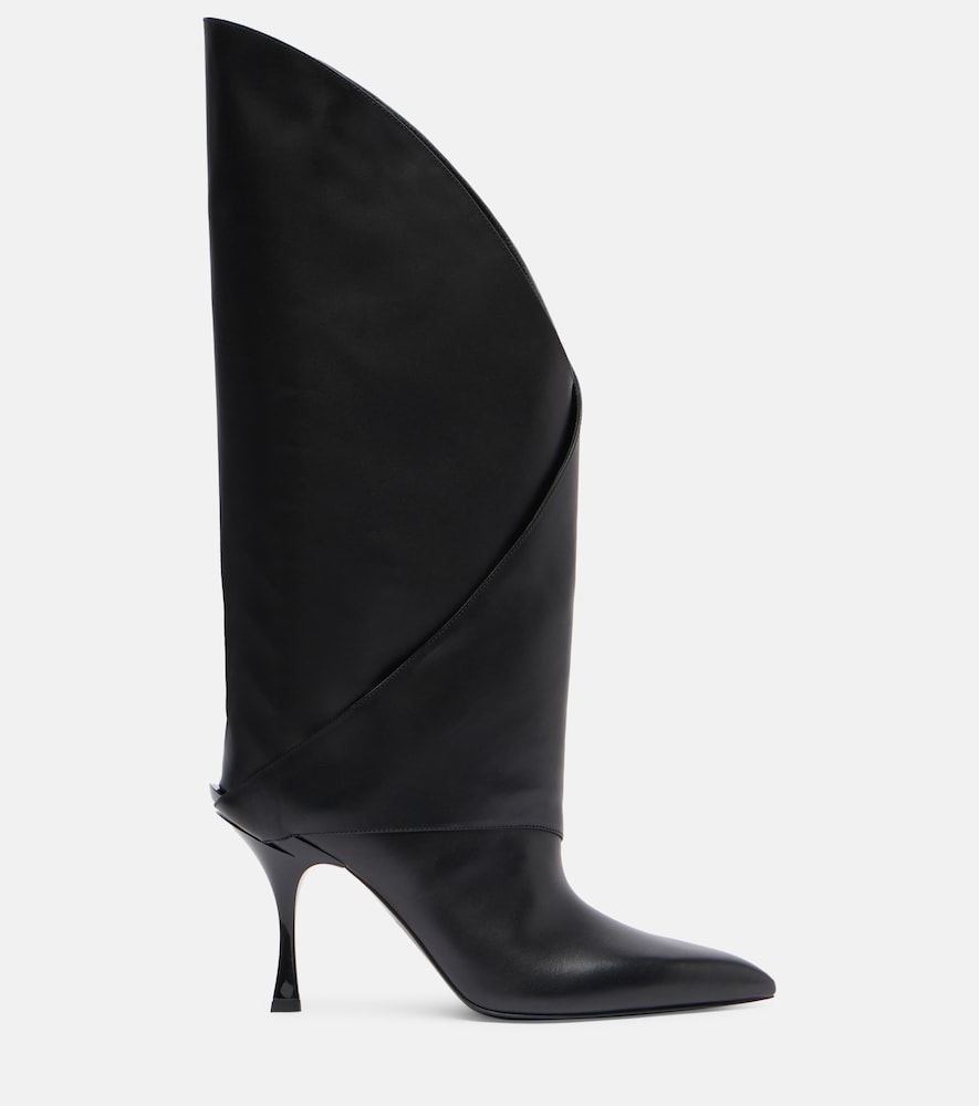 Balmain Twist 95 leather knee-high boots