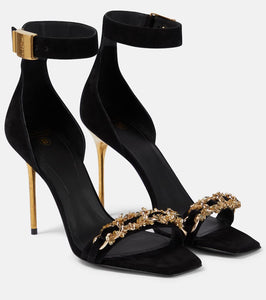 Balmain Uma embellished suede sandals