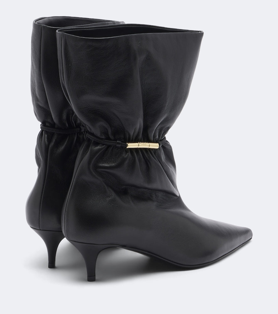 Balmain Gathered leather ankle boots (Black) - Ankle Boots