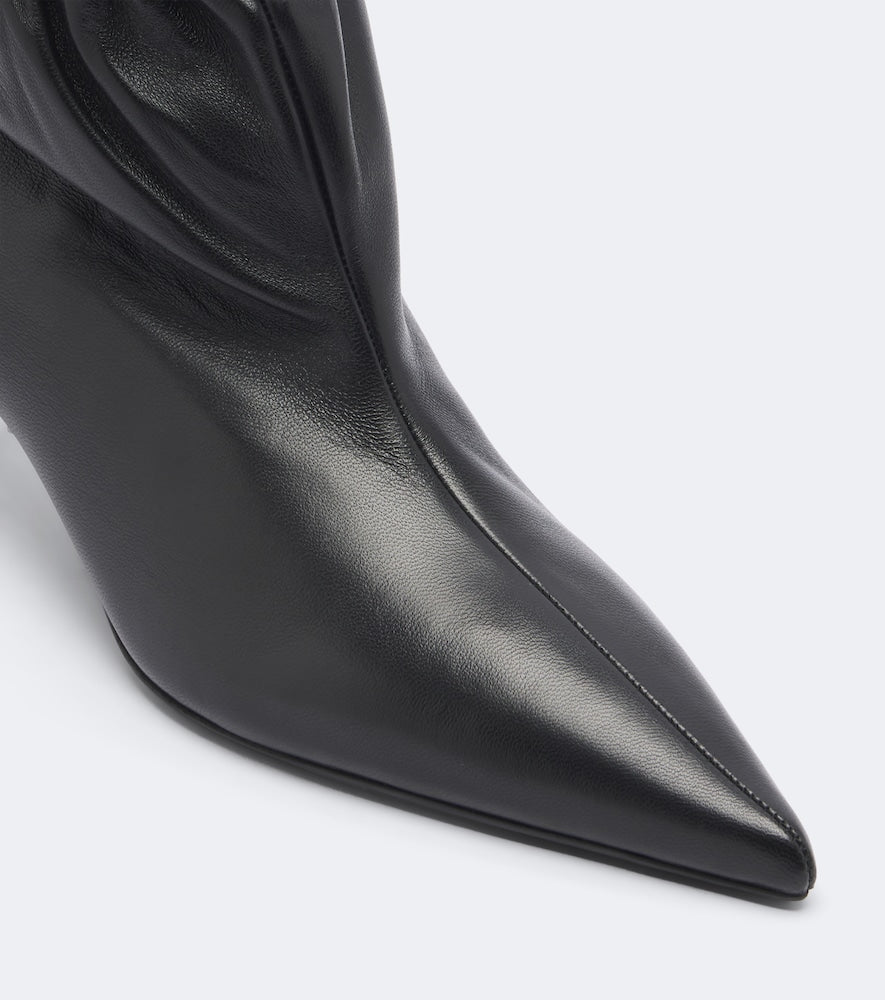 Balmain Gathered leather ankle boots (Black) - Ankle Boots
