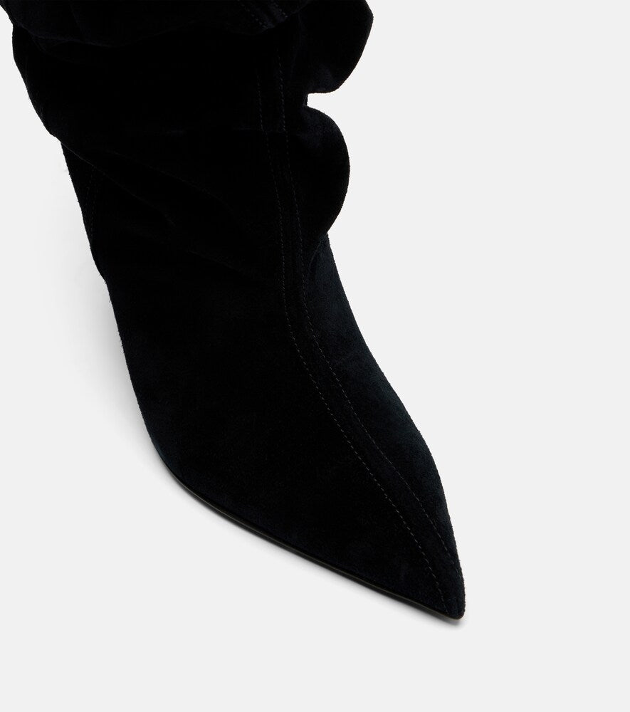 Balmain Suede over-the-knee boots (Black) - Mid Heel Boots