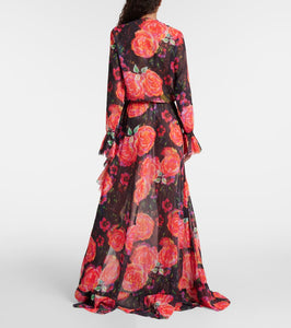 Bananhot Bellen ruffled floral maxi dress