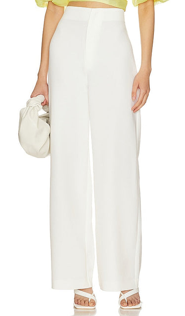 Bardot Anna High Waist Pant in White - Pantalon taille haute Bardot Anna en blanc - Bardot Anna 白色高腰裤 - Bardot Anna Hose mit hoher Taille in Weiß - Bardot Anna 하이웨이스트 팬츠 화이트 색상 - Pantaloni Bardot Anna a vita alta in bianco