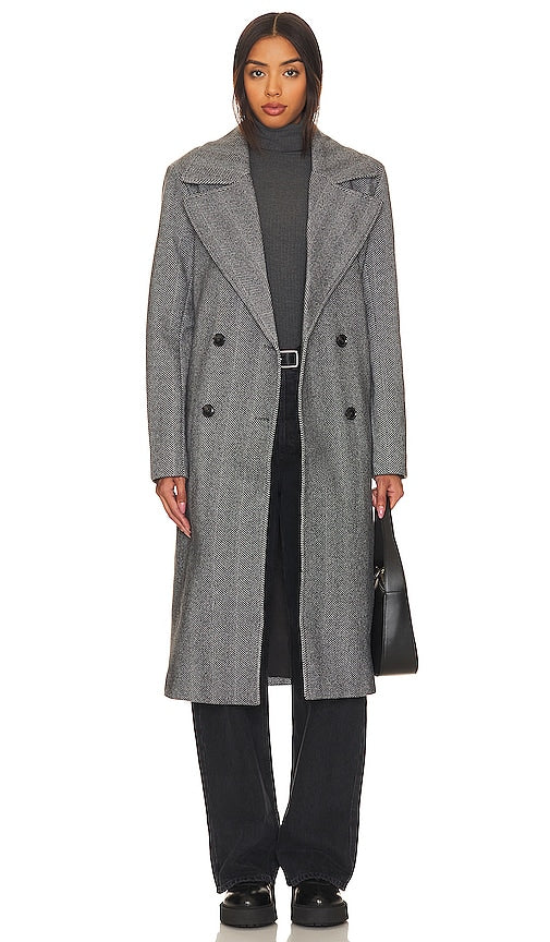 Bardot Classic Chevron Coat in Grey - Manteau classique à chevrons Bardot en gris - Bardot 经典灰色 V 形大衣 - Klassischer Bardot-Chevron-Mantel in Grau - Bardot 클래식 쉐브론 코트그레이 색상 - Cappotto Bardot classico Chevron in grigio