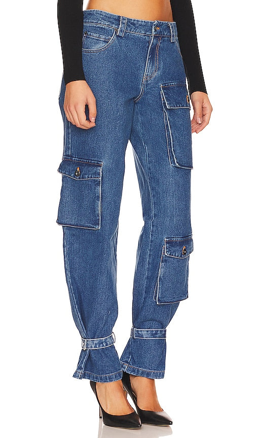 Bardot Denim Cargo Pant in Blue