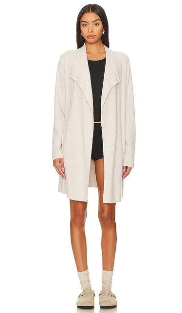 Barefoot Dreams CozyChic Lite Waist Tie Cardi In Silver in Grey - Barefoot Dreams - CozyChic Lite - Cardi à nouer à la taille - Argenté - Gris - Barefoot Dreams CozyChic Lite 银色灰色腰部领带卡迪衣 - Barefoot Dreams CozyChic Lite Taillenkrawatte Cardi in Silber in Grau - Barefoot Dreams CozyChic 라이트 웨이스트 타이 카디 그레이 컬러 - Barefoot Dreams CozyChic Lite Cardi con cravatta in argento in grigio